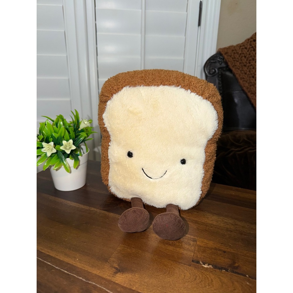 Jellycat Amuseable Toast Plush Soft Stuffed Bread Slice Brown White 10in